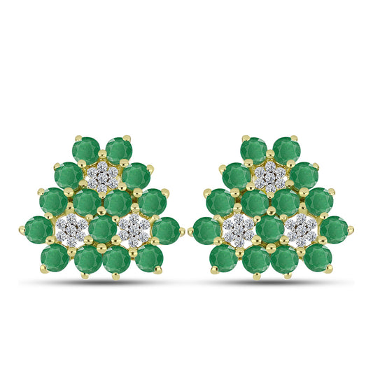 Cercei din Argint 925 Placat cu Aur ( 4.48 grame ) cu Smarald Brazilian și Topaz Alb 3.85 Carate