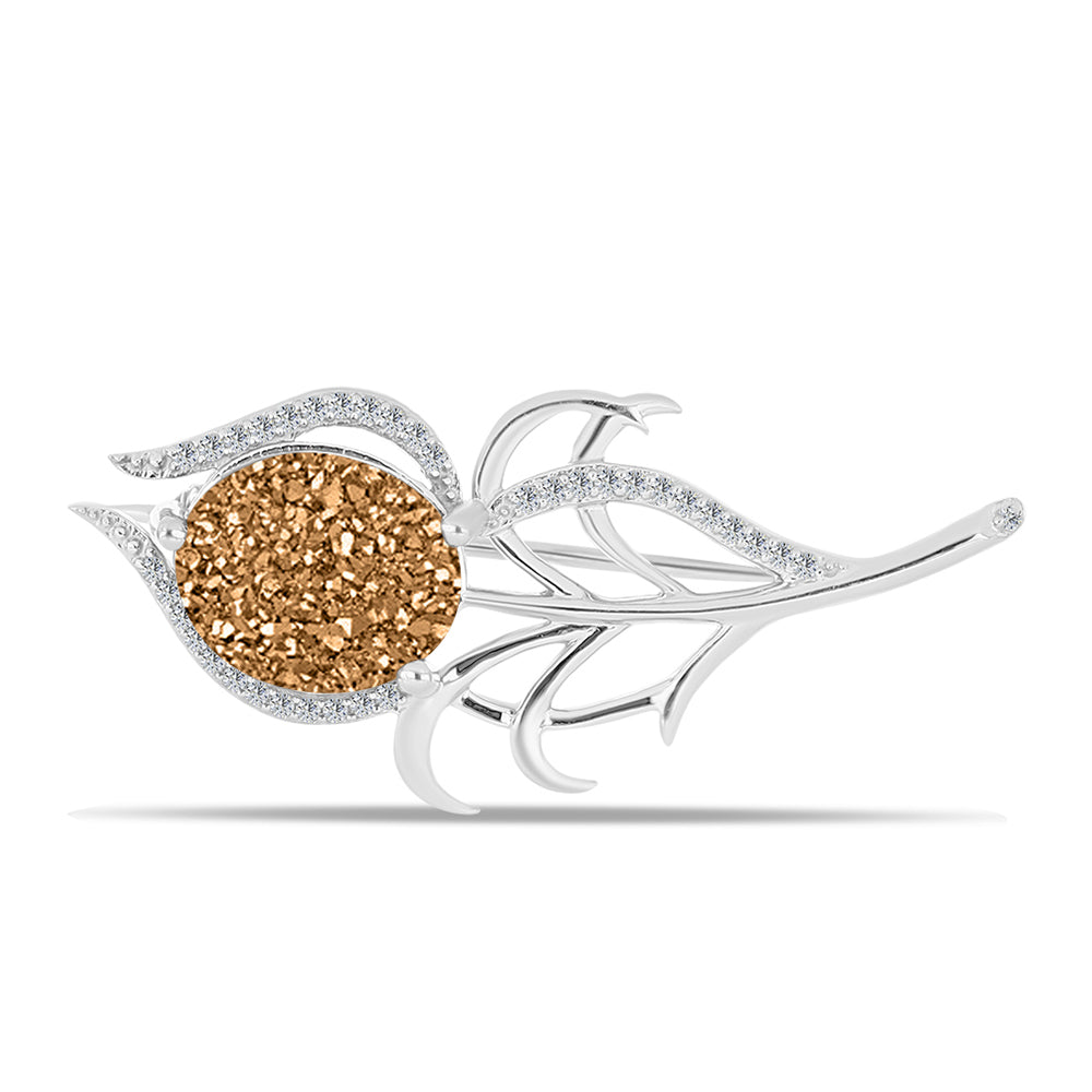 din Argint 925 ( 4.11 grame ) cu Drusy Auriu și Topaz Alb 4.96 Carate