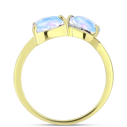 Inel din Argint 925 Placat cu Aur ( 2.41 grame ) cu Piatra Lunii Curcubeu și Topaz Alb 1.34 Carate