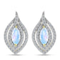Cercei din Argint 925 Placat cu Aur ( 5.57 grame ) cu Piatra Lunii Curcubeu și Topaz Alb 3.54 Carate