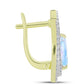 Cercei din Argint 925 Placat cu Aur ( 5.57 grame ) cu Piatra Lunii Curcubeu și Topaz Alb 3.54 Carate