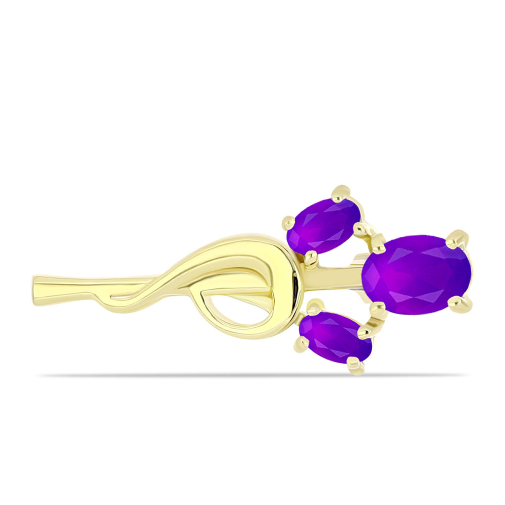 Broşă din Argint 925 Placat cu Aur ( 2.57 grame ) cu Agat Violet 1.09 Carate 1 