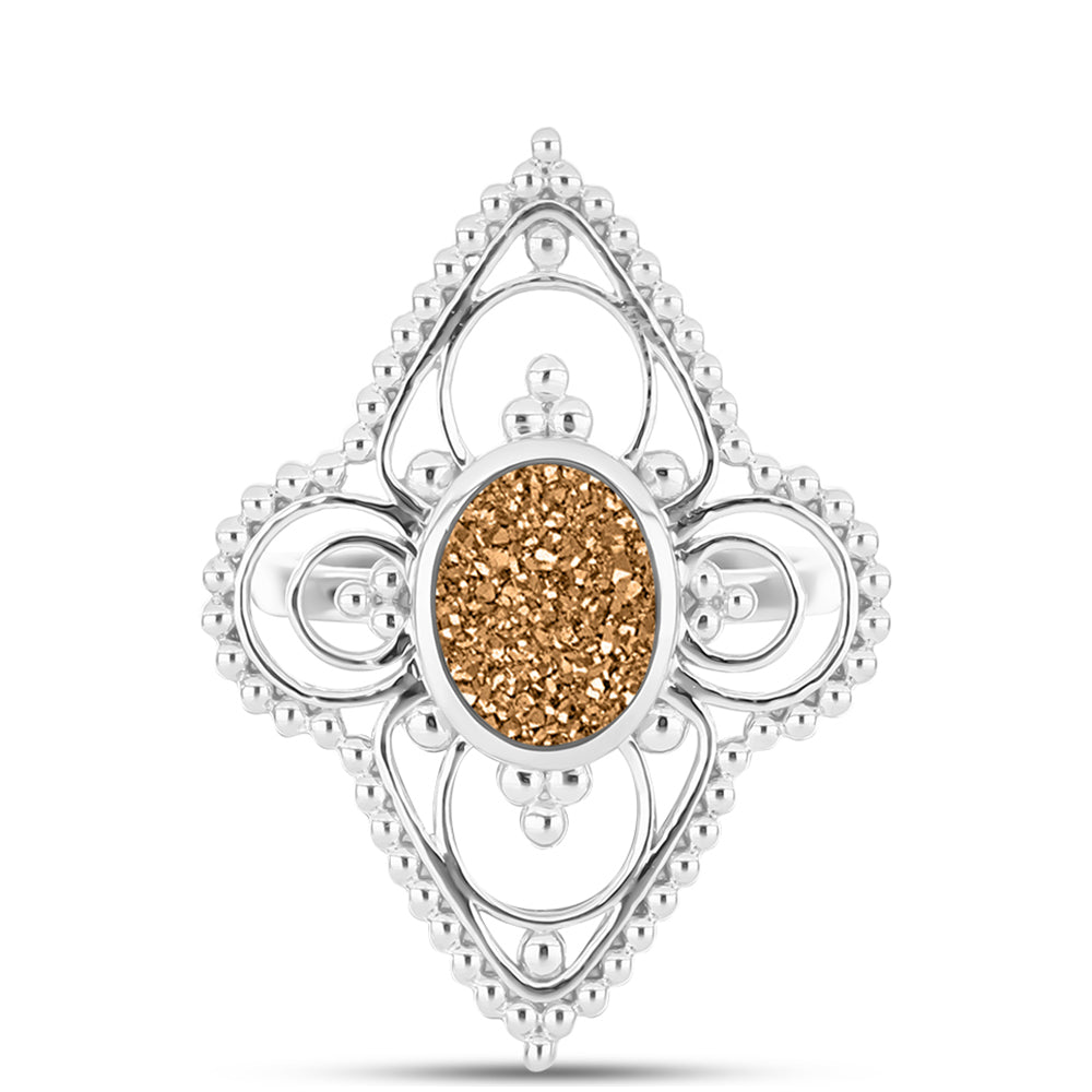 Inel din Argint 925 ( 4.98 grame ) cu Drusy Auriu 2.64 Carate