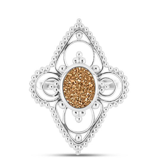 Inel din Argint 925 ( 4.98 grame ) cu Drusy Auriu 2.64 Carate