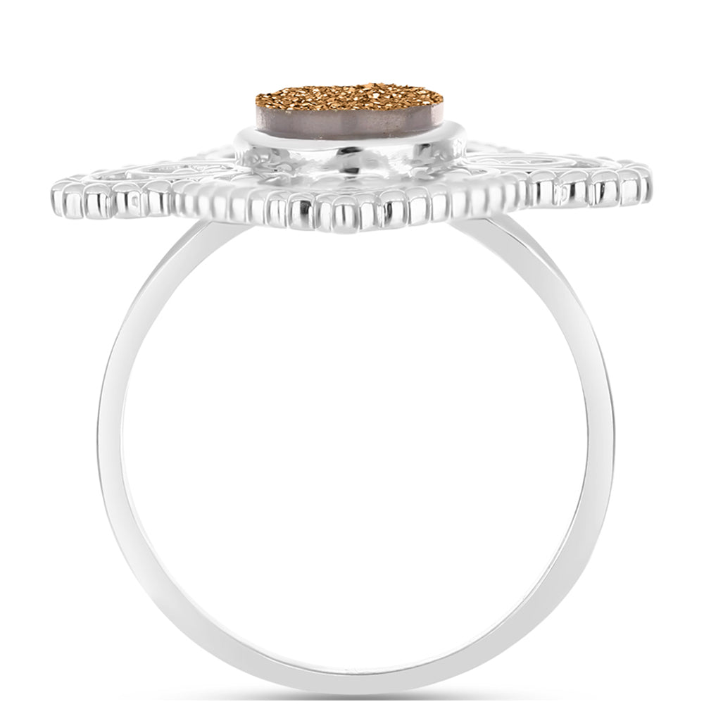 Inel din Argint 925 ( 4.98 grame ) cu Drusy Auriu 2.64 Carate 2 