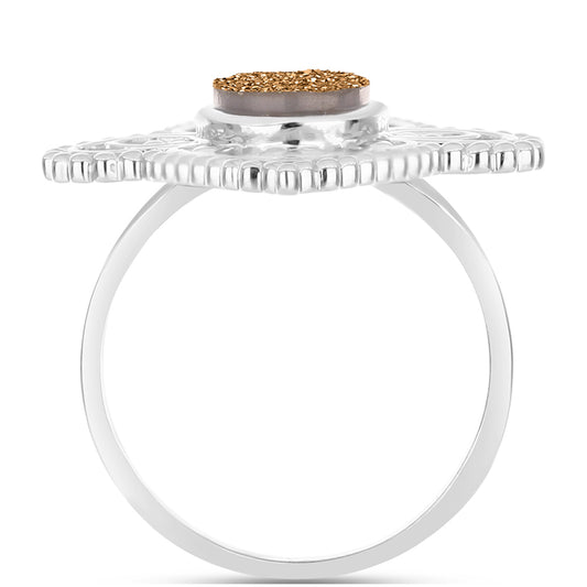 Inel din Argint 925 ( 4.98 grame ) cu Drusy Auriu 2.64 Carate