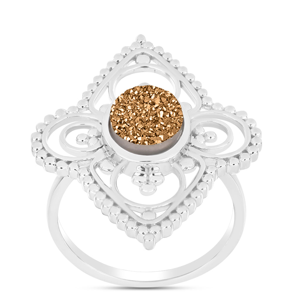 Inel din Argint 925 ( 4.98 grame ) cu Drusy Auriu 2.64 Carate