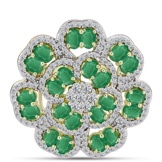 Inel din Argint 925 Placat cu Aur ( 7.85 grame ) cu Smarald Brazilian și Topaz Alb 6.16 Carate