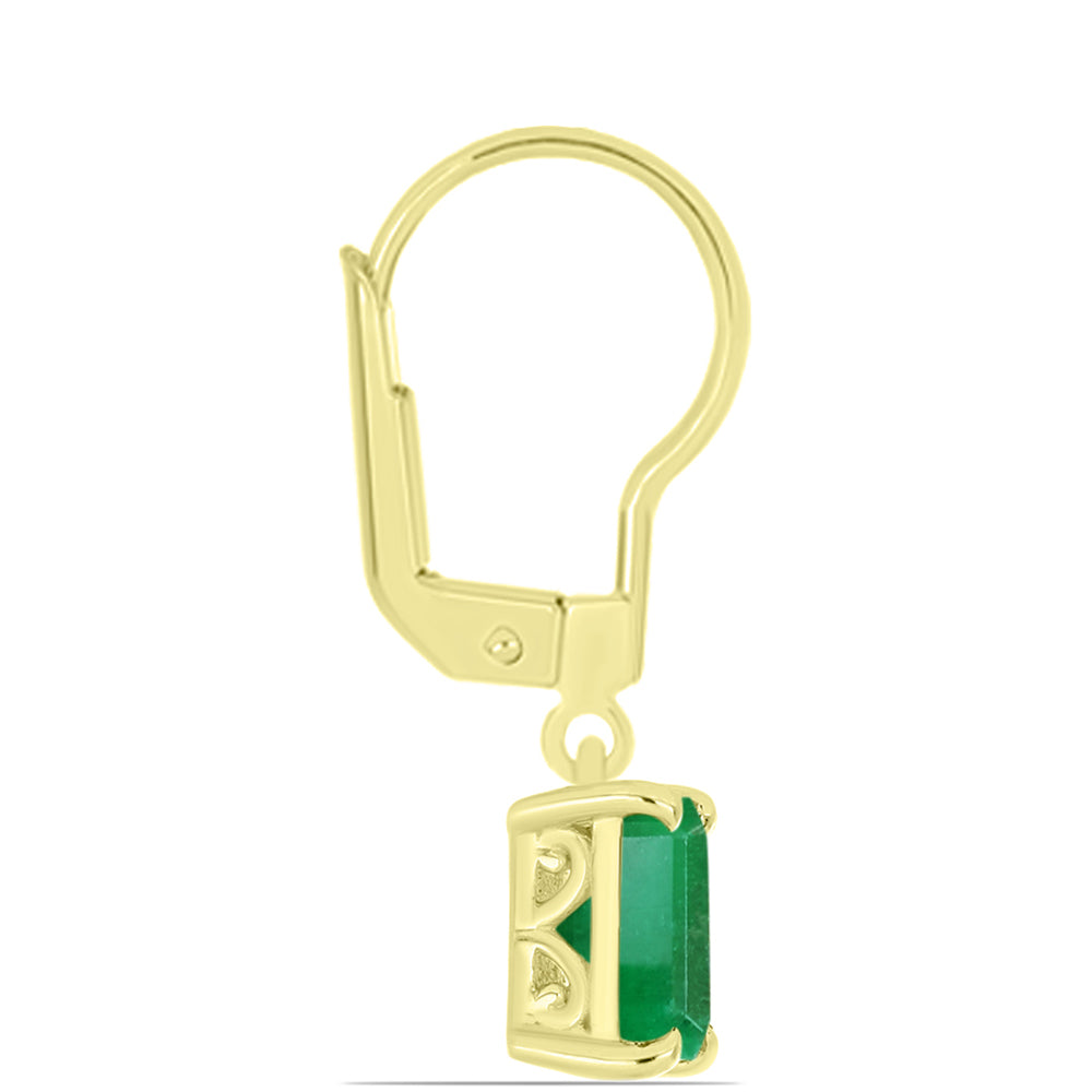 Cercei din Argint 925 Placat cu Aur ( 2 grame ) cu Smarald Brazilian 2.33 Carate 2 