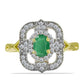 Inel din Argint 925 Placat cu Aur ( 3.57 grame ) cu Smarald Brazilian și Topaz Alb 1.28 Carate