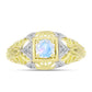 Inel din Argint 925 Placat cu Aur ( 3.53 grame ) cu Piatra Lunii Curcubeu și Topaz Alb 0.59 Carate