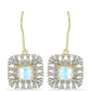 Cercei din Argint 925 Placat cu Aur ( 3.88 grame ) cu Piatra Lunii Curcubeu și Topaz Alb 2.8 Carate