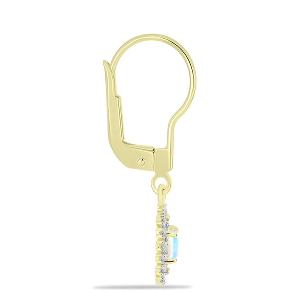 Cercei din Argint 925 Placat cu Aur ( 3.88 grame ) cu Piatra Lunii Curcubeu și Topaz Alb 2.8 Carate 2 