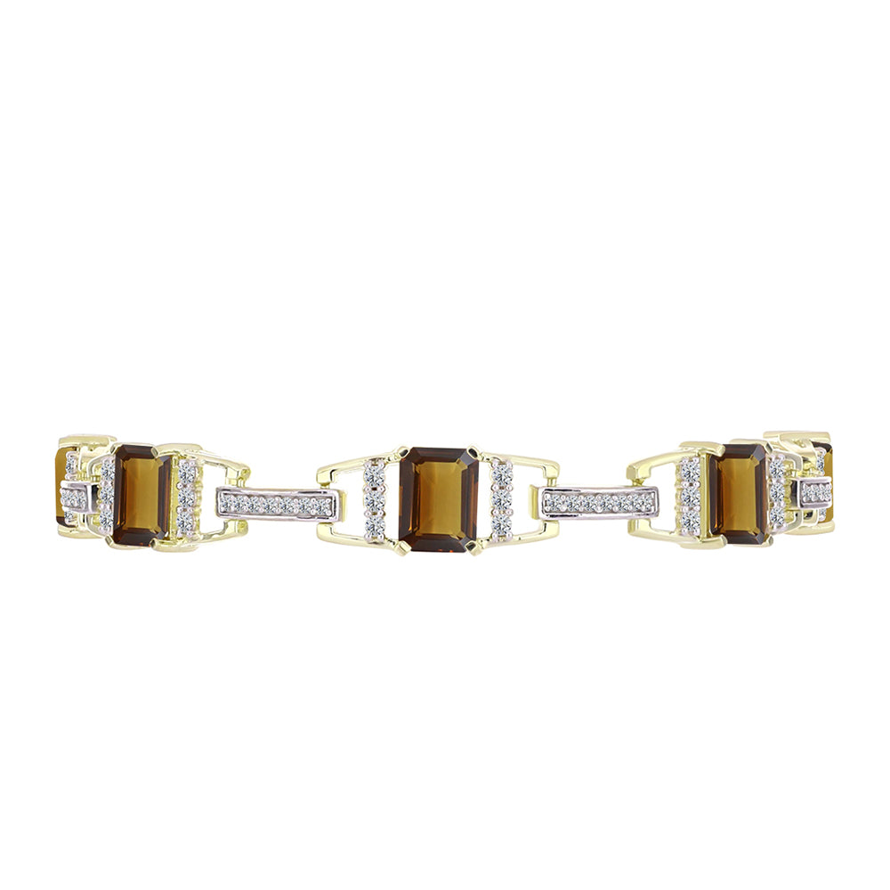 Brățară din Argint 925 Placat cu Aur ( 12.52 grame ) cu Cuarț Coniac și Topaz Alb 11.16 Carate 2 