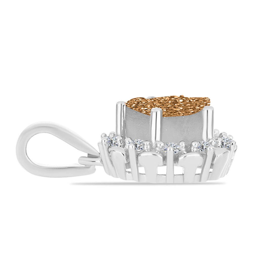 Pandantiv din Argint 925 ( 1.95 grame ) cu Drusy Auriu și Topaz Alb 2.35 Carate 2 