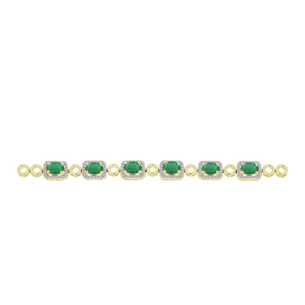 Brățară din Argint 925 Placat cu Aur ( 10.13 grame ) cu Smarald Brazilian și Topaz Alb 5.77 Carate 2 