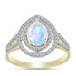 Inel din Argint 925 Placat cu Aur ( 2.84 grame ) cu Piatra Lunii Curcubeu și Topaz Alb 2.25 Carate