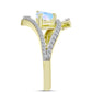 Inel din Argint 925 Placat cu Aur ( 3.85 grame ) cu Piatra Lunii Curcubeu și Topaz Alb 1.08 Carate
