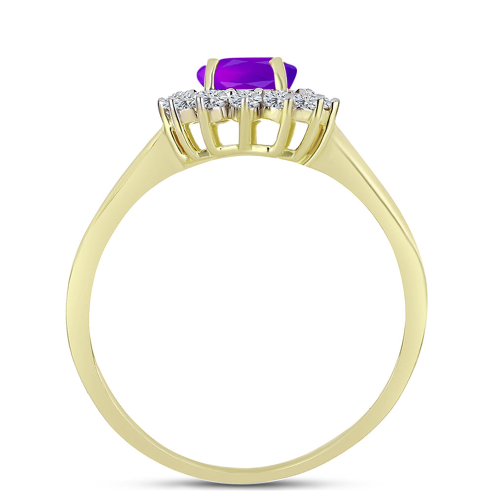 Inel din Argint 925 Placat cu Aur ( 2.56 grame ) cu Agat Violet și Topaz Alb 1.52 Carate 2 