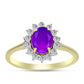 Inel din Argint 925 Placat cu Aur ( 2.56 grame ) cu Agat Violet și Topaz Alb 1.52 Carate