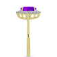 Inel din Argint 925 Placat cu Aur ( 2.56 grame ) cu Agat Violet și Topaz Alb 1.52 Carate