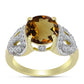 Inel din Argint 925 Placat cu Aur ( 4.15 grame ) cu Cuarț Coniac și Topaz Alb 3.76 Carate