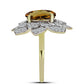 Inel din Argint 925 Placat cu Aur ( 5.87 grame ) cu Cuarț Coniac și Topaz Alb 6.26 Carate