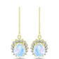 Cercei din Argint 925 Placat cu Aur ( 2.68 grame ) cu Piatra Lunii Curcubeu și Topaz Alb 3.63 Carate