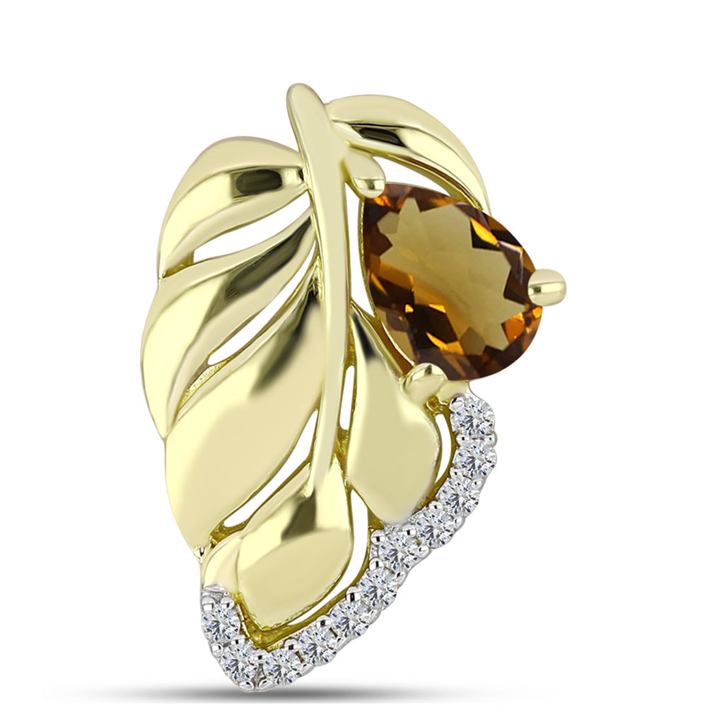 Pandantiv din Argint 925 Placat cu Aur ( 2.29 grame ) cu Cuarț Coniac și Topaz Alb 0.75 Carate 1 
