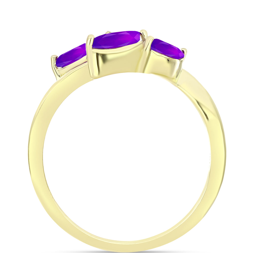 Inel din Argint 925 Placat cu Aur ( 2.13 grame ) cu Agat Violet 0.62 Carate