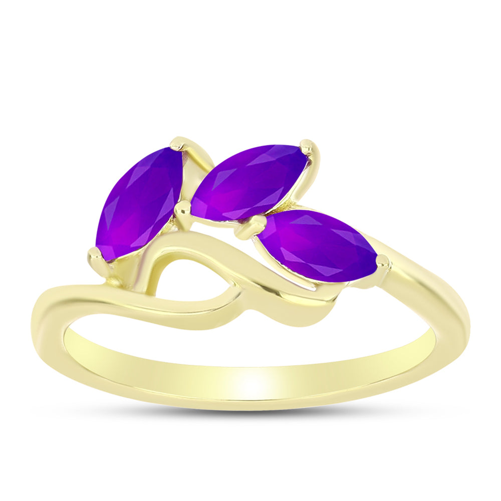 Inel din Argint 925 Placat cu Aur ( 2.13 grame ) cu Agat Violet 0.62 Carate