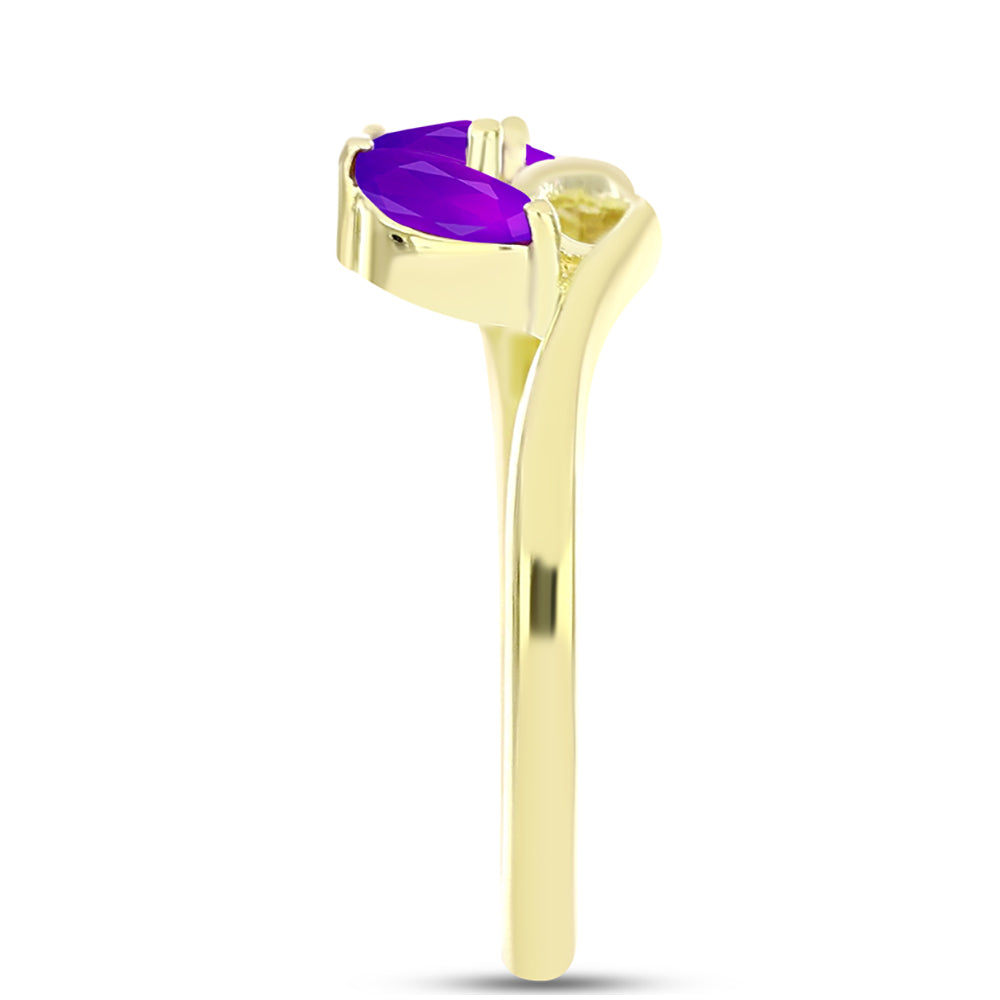 Inel din Argint 925 Placat cu Aur ( 2.13 grame ) cu Agat Violet 0.62 Carate 4 