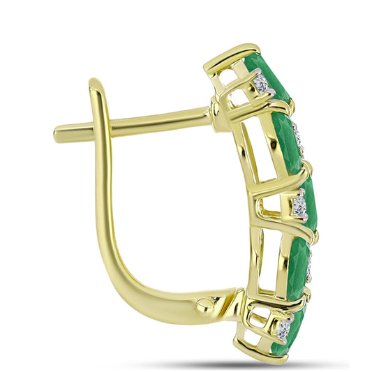 Cercei din Argint 925 Placat cu Aur ( 3.47 grame ) cu Smarald Brazilian și Topaz Alb 1.41 Carate