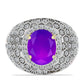 Inel din Argint 925 Placat cu Aur ( 5.96 grame ) cu Agat Violet și Topaz Alb 2.69 Carate