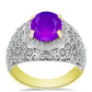Inel din Argint 925 Placat cu Aur ( 5.96 grame ) cu Agat Violet și Topaz Alb 2.69 Carate