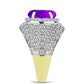 Inel din Argint 925 Placat cu Aur ( 5.96 grame ) cu Agat Violet și Topaz Alb 2.69 Carate
