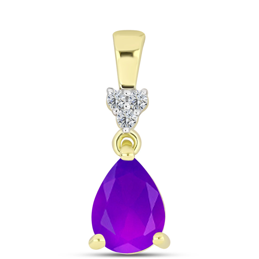 Pandantiv din Argint 925 Placat cu Aur ( 0.71 grame ) cu Agat Violet și Topaz Alb 1.06 Carate 1 