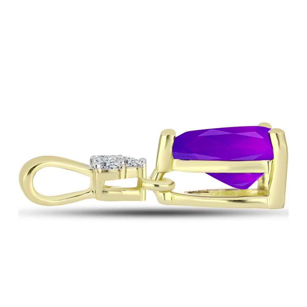 Pandantiv din Argint 925 Placat cu Aur ( 0.71 grame ) cu Agat Violet și Topaz Alb 1.06 Carate