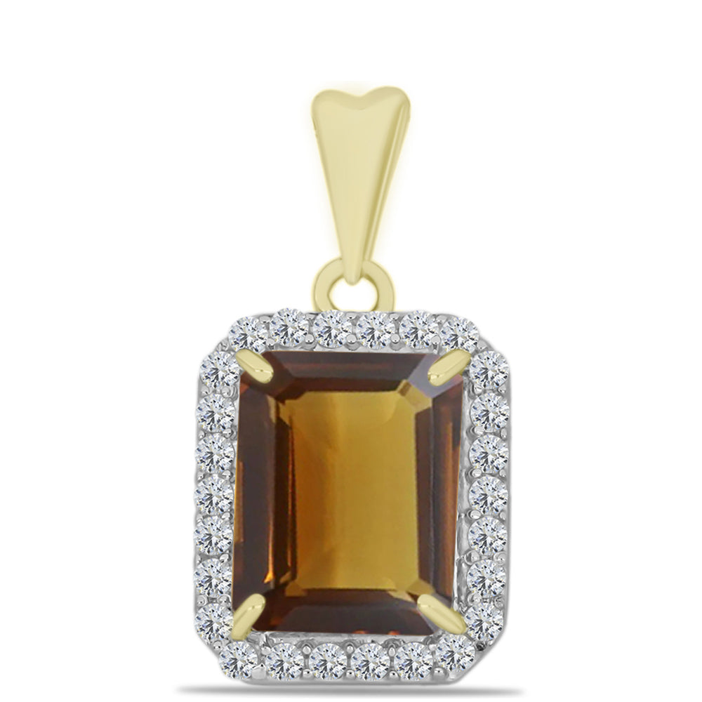 Pandantiv din Argint 925 Placat cu Aur ( 1.25 grame ) cu Cuarț Coniac și Topaz Alb 2.11 Carate