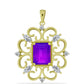Pandantiv din Argint 925 Placat cu Aur ( 3.77 grame ) cu Agat Violet și Topaz Alb 3.21 Carate