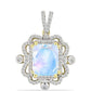 Pandantiv din Argint 925 Placat cu Aur ( 2.85 grame ) cu Piatra Lunii Curcubeu și Topaz Alb 4.7 Carate