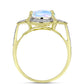 Inel din Argint 925 Placat cu Aur ( 3.62 grame ) cu Piatra Lunii Curcubeu și Topaz Alb 5.53 Carate