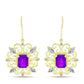 Cercei din Argint 925 Placat cu Aur ( 5.5 grame ) cu Agat Violet și Topaz Alb 4.44 Carate
