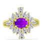 Inel din Argint 925 Placat cu Aur ( 4.74 grame ) cu Agat Violet și Topaz Alb 2.93 Carate