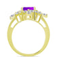 Inel din Argint 925 Placat cu Aur ( 4.74 grame ) cu Agat Violet și Topaz Alb 2.93 Carate