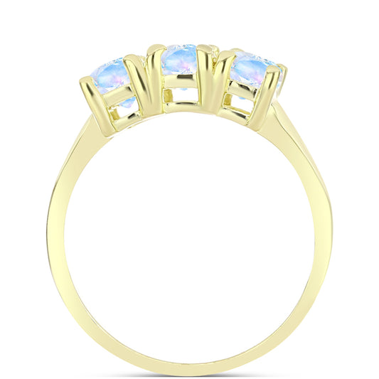 Inel din Argint 925 Placat cu Aur ( 2.38 grame ) cu Piatra Lunii Curcubeu 1.62 Carate