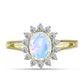 Inel din Argint 925 Placat cu Aur ( 2.89 grame ) cu Piatra Lunii Curcubeu și Topaz Alb 2.2 Carate
