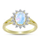 Inel din Argint 925 Placat cu Aur ( 2.89 grame ) cu Piatra Lunii Curcubeu și Topaz Alb 2.2 Carate