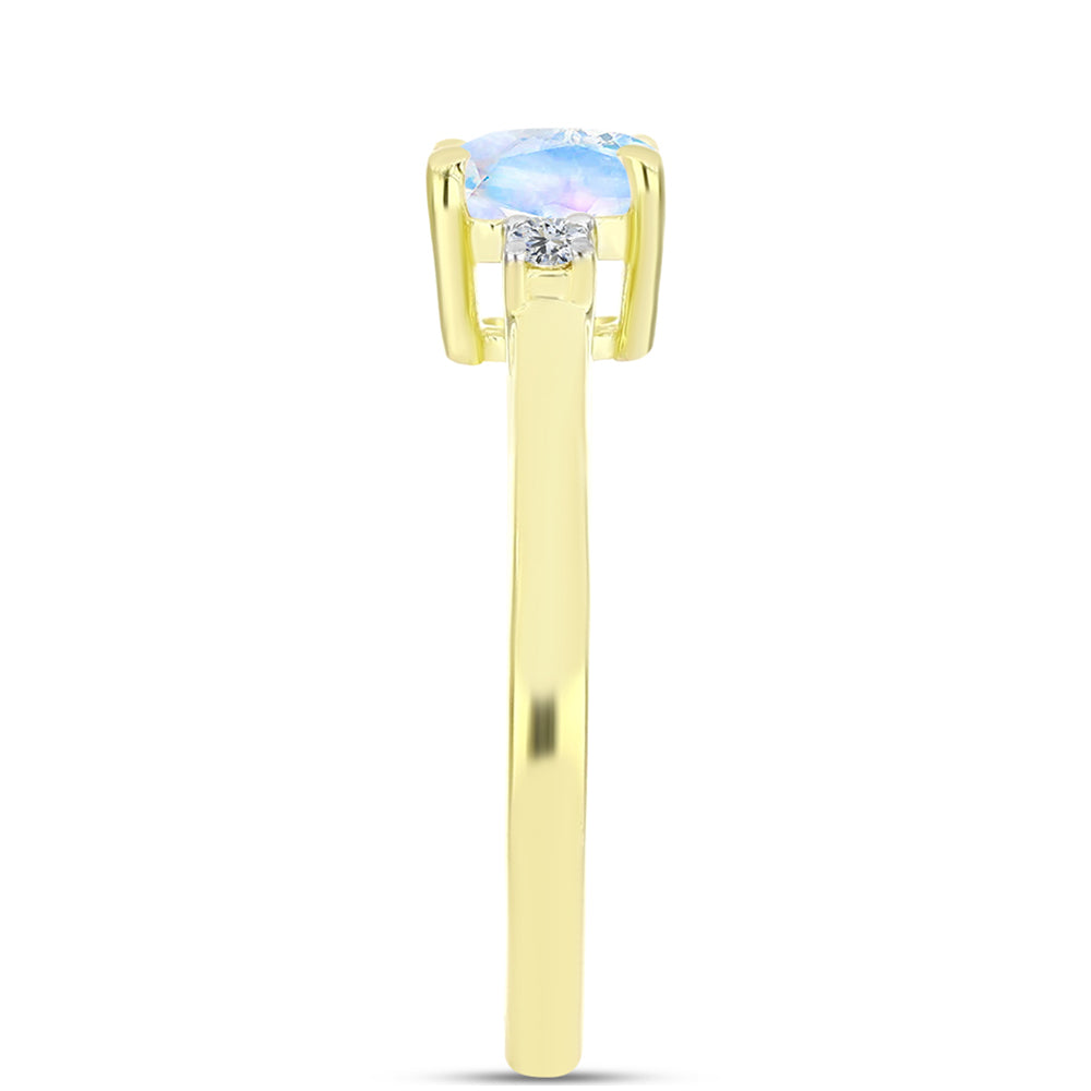 Inel din Argint 925 Placat cu Aur ( 2.46 grame ) cu Piatra Lunii Curcubeu și Topaz Alb 0.97 Carate