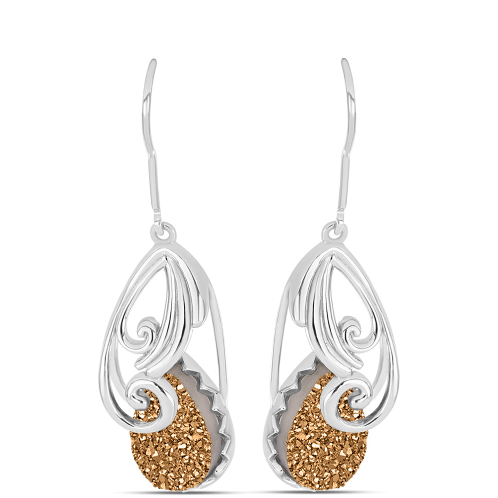 Cercei din Argint 925 ( 5.28 grame ) cu Drusy Auriu 6.34 Carate 1 